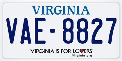 VA license plate VAE8827