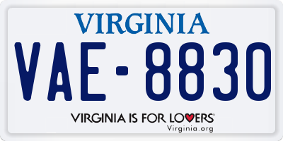 VA license plate VAE8830