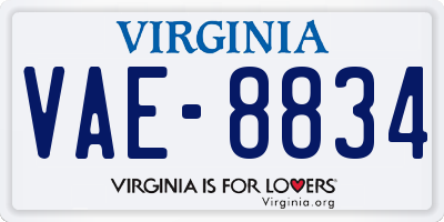 VA license plate VAE8834
