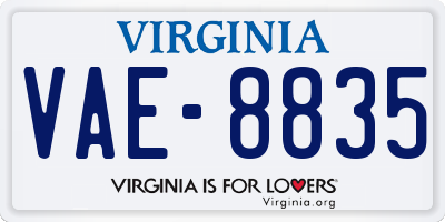 VA license plate VAE8835
