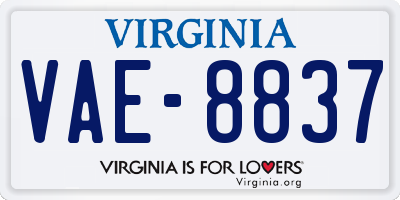 VA license plate VAE8837