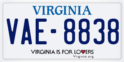 VA license plate VAE8838