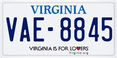 VA license plate VAE8845