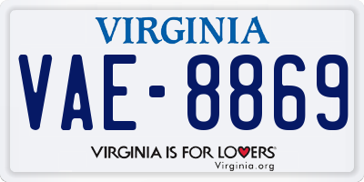 VA license plate VAE8869
