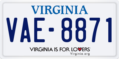 VA license plate VAE8871