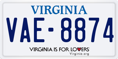 VA license plate VAE8874