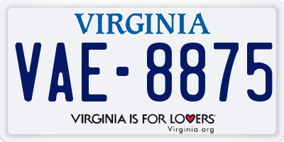 VA license plate VAE8875