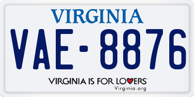 VA license plate VAE8876