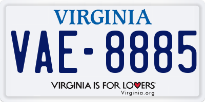 VA license plate VAE8885
