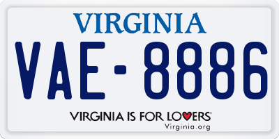 VA license plate VAE8886