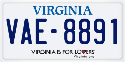 VA license plate VAE8891