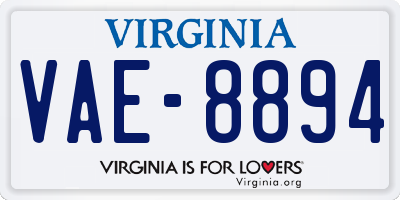 VA license plate VAE8894