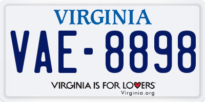 VA license plate VAE8898