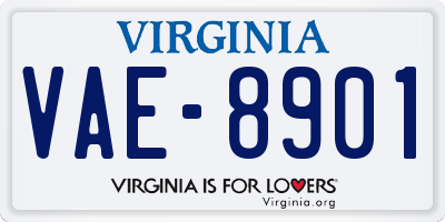 VA license plate VAE8901