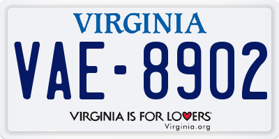 VA license plate VAE8902