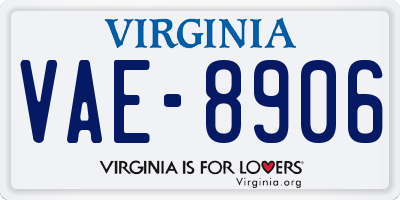 VA license plate VAE8906