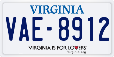 VA license plate VAE8912
