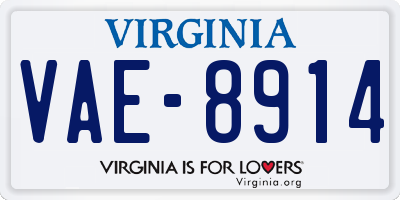 VA license plate VAE8914