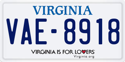 VA license plate VAE8918