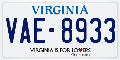 VA license plate VAE8933