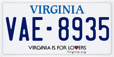 VA license plate VAE8935