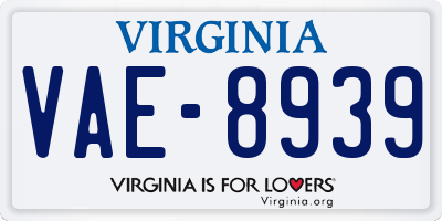 VA license plate VAE8939