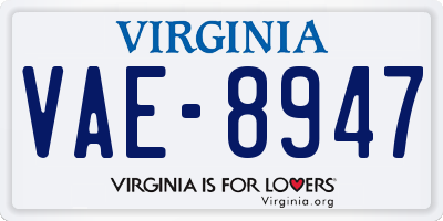VA license plate VAE8947