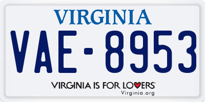 VA license plate VAE8953