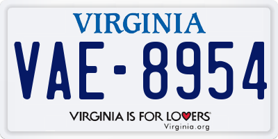 VA license plate VAE8954
