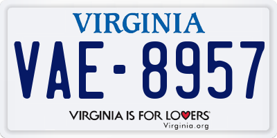 VA license plate VAE8957