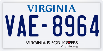 VA license plate VAE8964