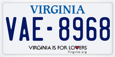 VA license plate VAE8968