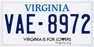 VA license plate VAE8972