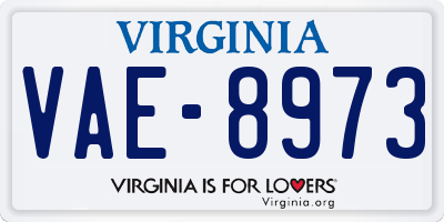 VA license plate VAE8973