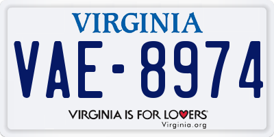 VA license plate VAE8974