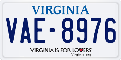 VA license plate VAE8976
