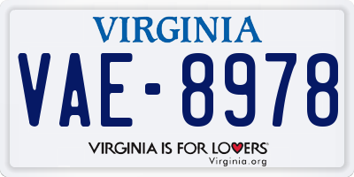 VA license plate VAE8978