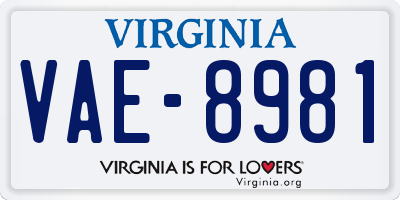 VA license plate VAE8981