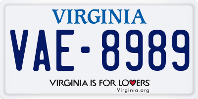 VA license plate VAE8989