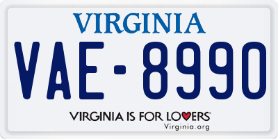 VA license plate VAE8990