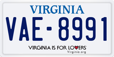 VA license plate VAE8991