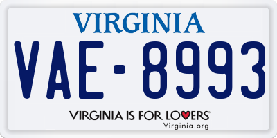VA license plate VAE8993