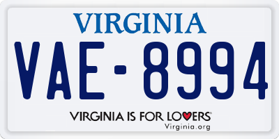 VA license plate VAE8994