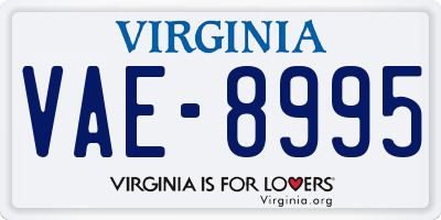 VA license plate VAE8995