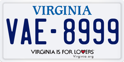 VA license plate VAE8999
