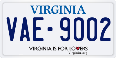 VA license plate VAE9002
