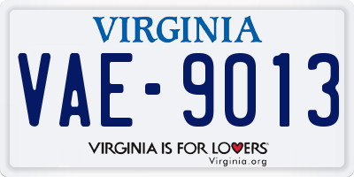 VA license plate VAE9013