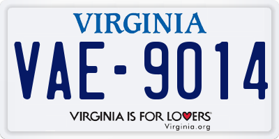 VA license plate VAE9014