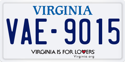 VA license plate VAE9015