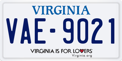 VA license plate VAE9021